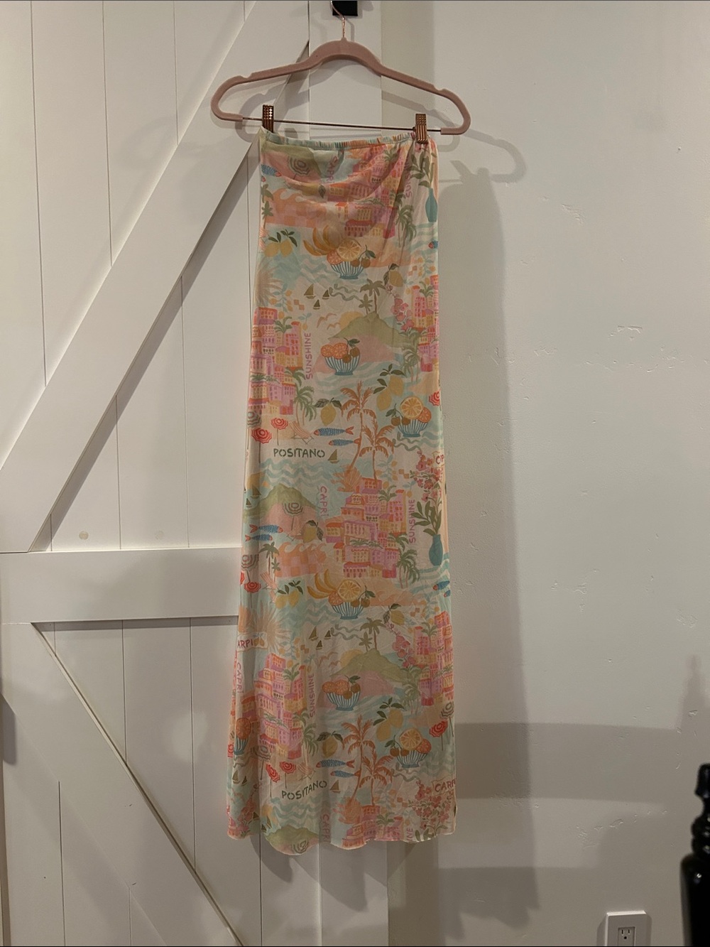 See You Monday Pastel Coastal Floral strapless dress